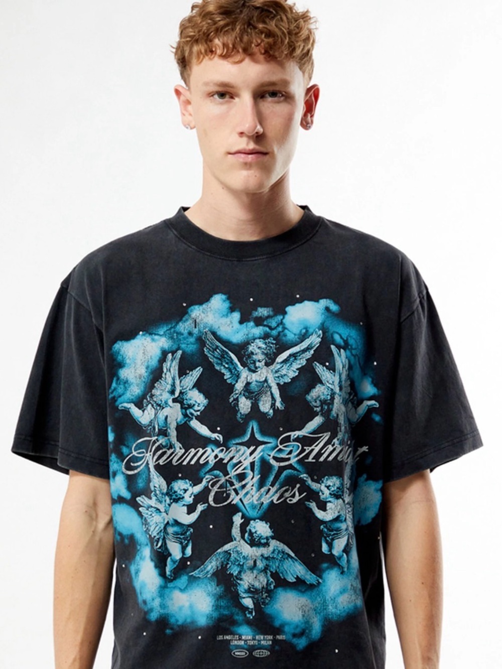 PacSun Harmony Amidst Chaos Cherub Graphic Oversized Tee - Size Large